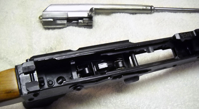 detail, M70 receiver, top view of trigger assembly